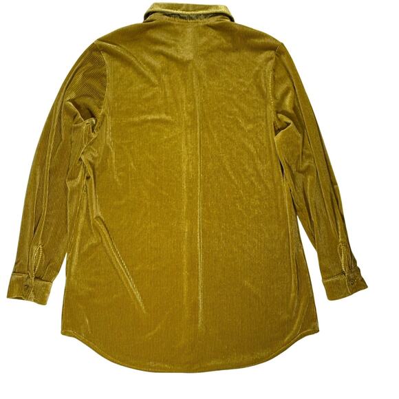 Philosophy Amber Yellow Velvet Textured Boyfriend Button Down Shirt L - Picture 3 of 9